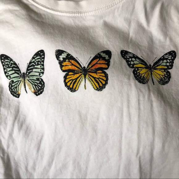 Garage butterfly white cropped tee shirt - Picture 3 of 5